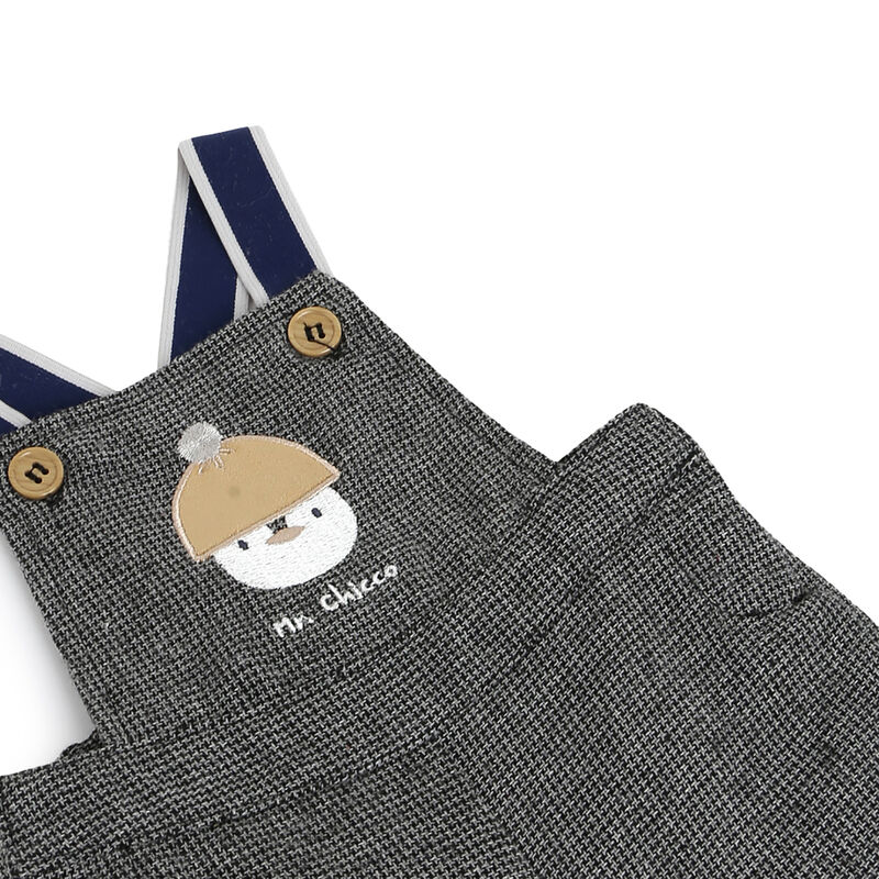 Boys Medium Grey Checkered Long Dungaree image number null